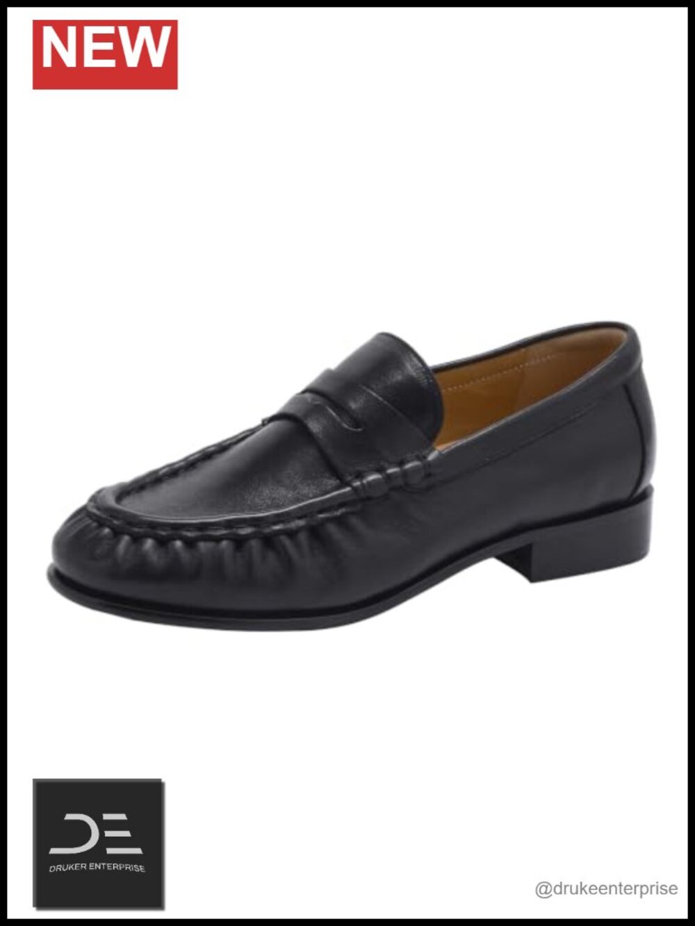 Genuine Leather Penny Loafers Slip On Low Block Heels Women's